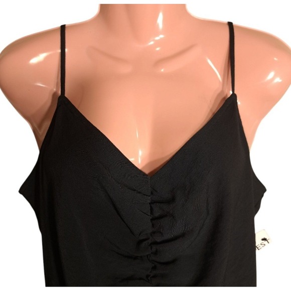 Nine West Women's Dress Black Spaghetti Straps Size S Ruched Zipper Sleeveless - Picture 3 of 10